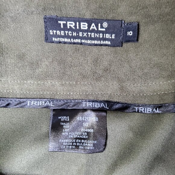 NWOT Tribal Stretch-Extensible Green Skirt Faux Suede Midi Skirt Size 10 - Picture 4 of 11
